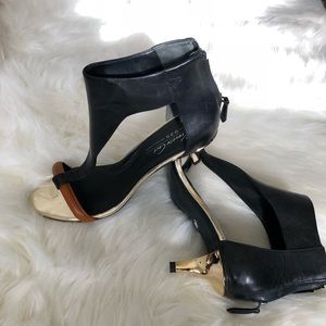 Kenneth Cole Havemeyer Leather Kitten-Heel Sandals